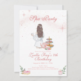 Pink Spa Party Girl Birthday Invitation