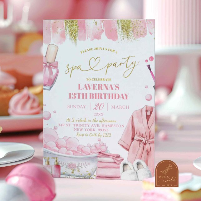 Pink Spa Party Manicure Pedicure Birthday Invitation (Creator Uploaded)