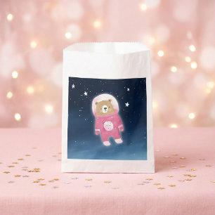 Pink Space Bear astronaut Baby Shower Favour Bags