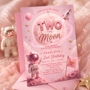 Pink Space Birthday Invitation