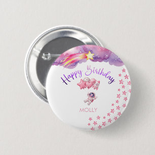 Pink Space First Trip Around the Sun Birthday 6 Cm Round Badge