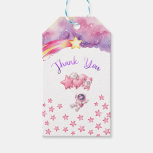 Pink Space First Trip Around the Sun Birthday Gift Tags