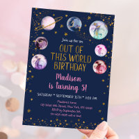 Pink Space Galaxy Out Of This World Birthday
