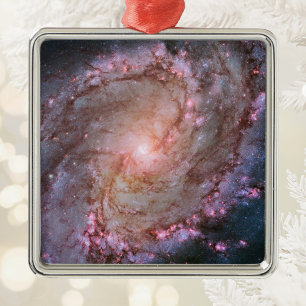 Pink Space Photo Spiral Galaxy M83 Metal Tree Decoration
