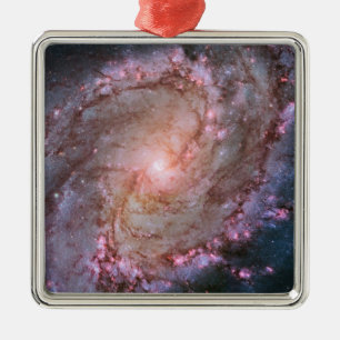Pink Space Photo Spiral Galaxy M83 Metal Tree Decoration