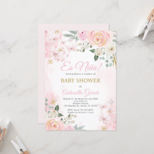 Pink Spanish Baby Shower Girl Invitation
