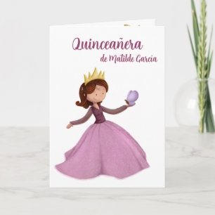 Pink Spanish Quinceanera Invitation