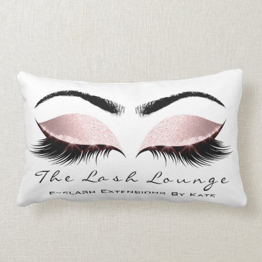 Image of Pink Spark Glitter Makeup Lash Eye Princess White Lumbar Cushion
