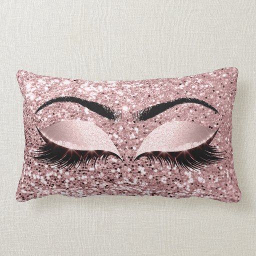 Image of Pink Spark Glitter Makeup Lash Eyes Princess Girly Lumbar Cushion