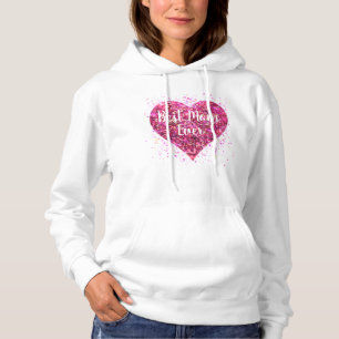Pink sparking glitter heart best mum ever hoodie