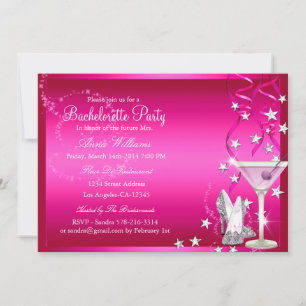 Pink Sparkle Bachelorette Party Invite