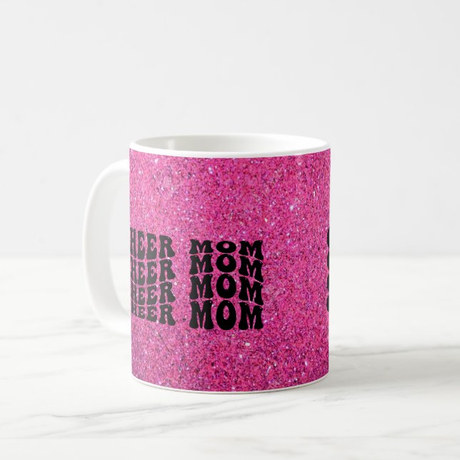 Pink Sparkle Cheer Mum Coffee Mug  (Front Left)
