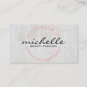 Pink Sparkle Circles Marble Business Card