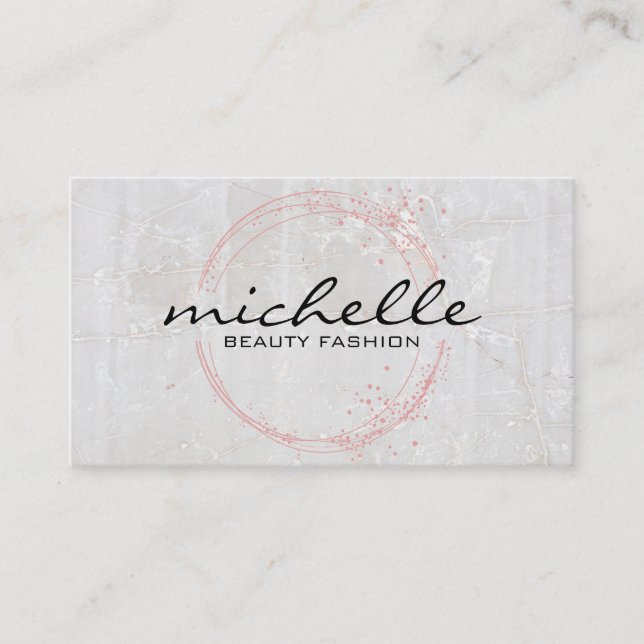Pink Sparkle Circles | Marble Business Card (Front)