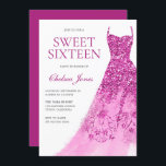 Pink Sparkle Dress Sweet 16 Sixteen Party Invitation<br><div class="desc">Pink Sparkle Dress Sweet 16 Sixteen Party Invitation
Many variations to the invitation and matching items in our store</div>
