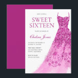 Pink Sparkle Dress Sweet 16 Sixteen Party Invitation<br><div class="desc">Pink Sparkle Dress Sweet 16 Sixteen Party Invitation
Many variations to the invitation and matching items in our store</div>