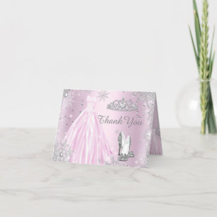 Pink Sparkle Dress Tiara Thank You Card