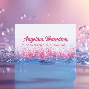 Pink Sparkle Eco Cleaning Service Housekeeping Business Card