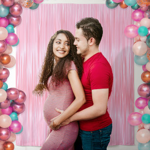 Pink Sparkle Faux Tinsel Girl Baby Shower Backdrop Tapestry
