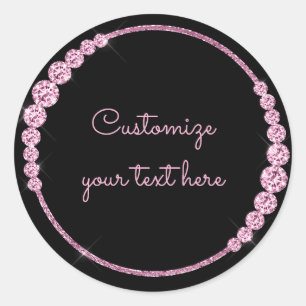 Pink Sparkle Gems Circle Customisable Classic Round Sticker