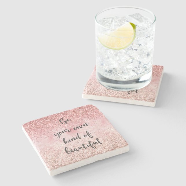Pink Sparkle Girly Glitzy Glam Glitter Beautiful Stone Coaster (Side)