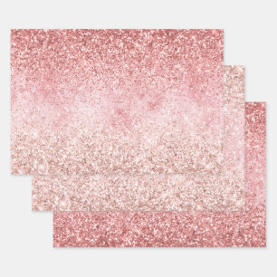 Pink Sparkle Girly Glitzy Glam Glitter Wrapping Paper Sheet