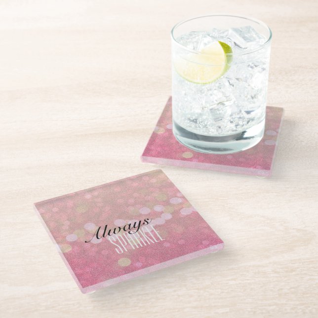 Pink Sparkle Glass Coaster (Angled)