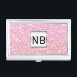 Pink Sparkle Glitter Glam Business Card Holder<br><div class="desc">Pink Sparkle Glitter Glam Business Card Holder. Customise with any text or leave it blank.</div>