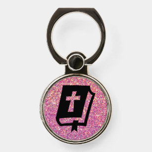 Pink Sparkle Glitter Glam Christian Phone Ring Stand