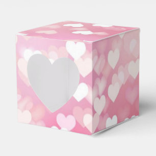 Pink Sparkle Hearts Pattern Heart Favour Box