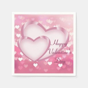 Pink Sparkle Hearts Valentine's Day Napkins