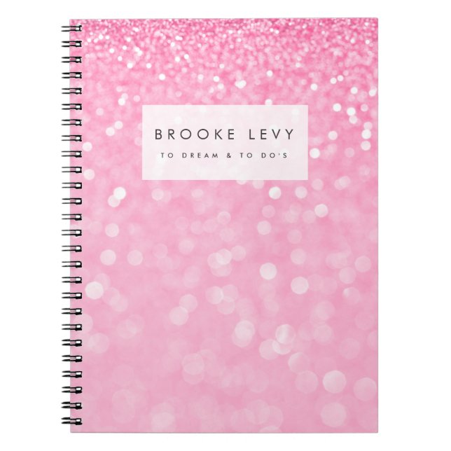 Pink Sparkle Personalised Journal Notebook (Front)