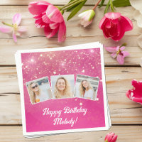 Pink Sparkle Photo Collage Girls Birthday Party