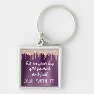 Pink Sparkle/Plum-Big Girl Panties-Deal With It!  Key Ring