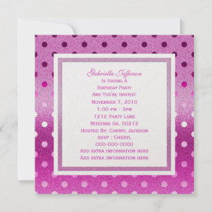 Pink Sparkle: Polka-dots: Party Invitation
