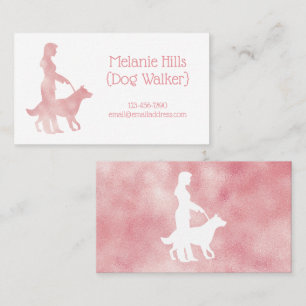 Pink Sparkle Pretty Dog Walker Pet Sitter Business Card