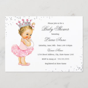 Pink Sparkle Princess Baby Shower Invitation