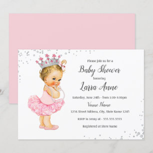 Pink Sparkle Princess Baby Shower Invitation