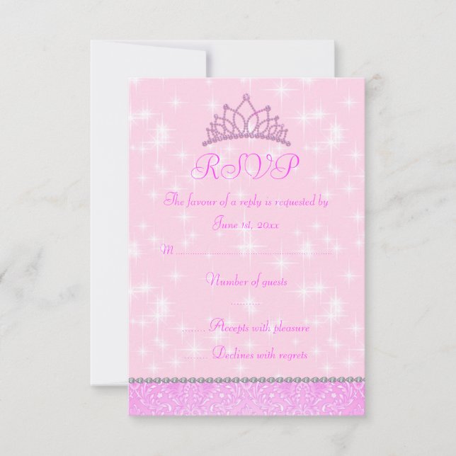 Pink Sparkle Princess RSVP (Front)