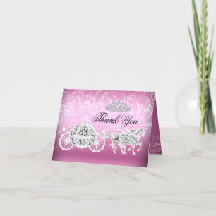 Pink Sparkle Princess Theme Thank You Card
