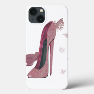 Pink Sparkle Stiletto and Butterfly Art iPad Case