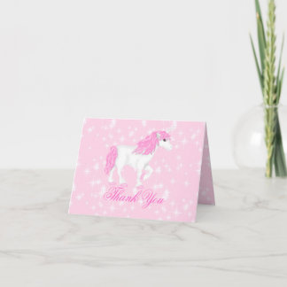 Pink Sparkle Unicorn Thank You Card