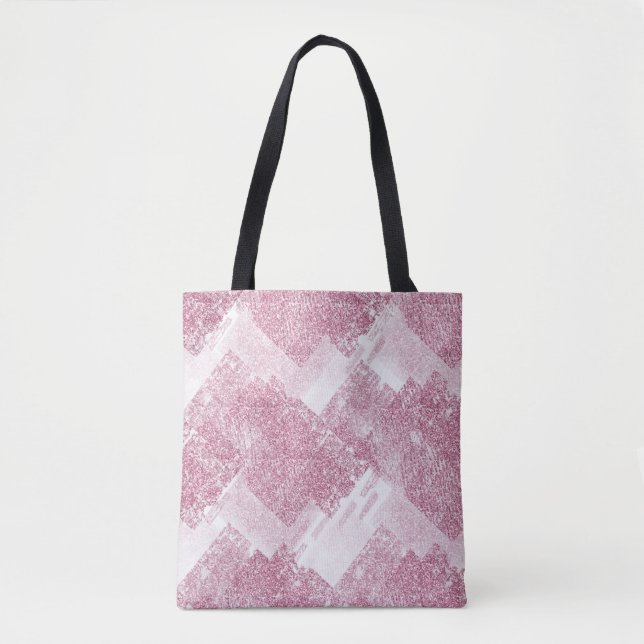 Pink sparkles on white.  tote bag (Front)