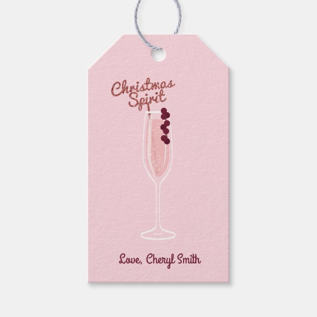 Pink Sparkling Christmas Gift Tags (Front)