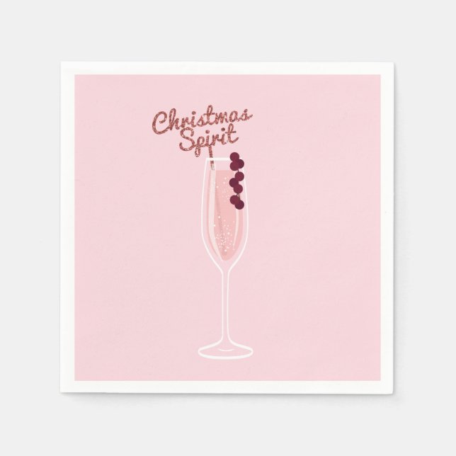 Pink Sparkling Christmas Napkin (Front)