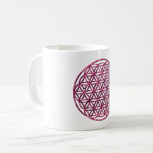 Pink sparkling flower of life coffee mug