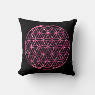 Pink Sparkling Flower of Life Cushion