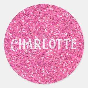 Pink sparkling glitter pattern    classic round sticker