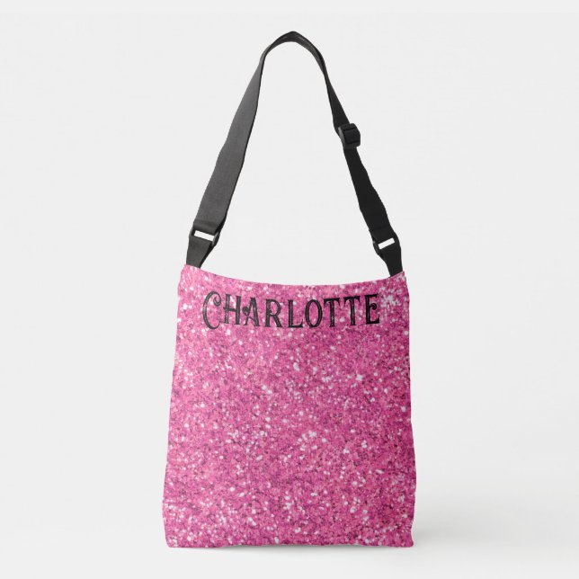 Pink sparkling glitter pattern     crossbody bag (Front)
