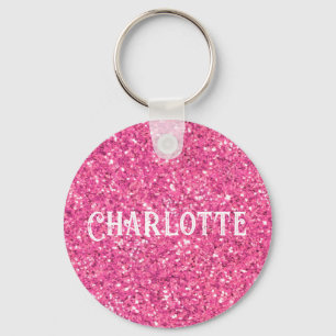Pink sparkling glitter pattern keychain